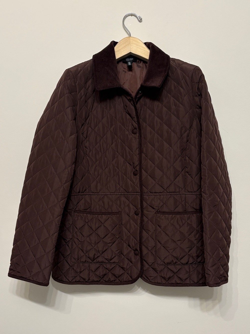 Jones NY Dark brown quilted barn jacket sz s small tried on only